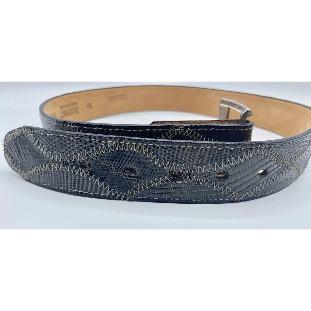 Dan Post Men's Genuine Lizard Western Black Belt with Buckle USA Size 32 Leather